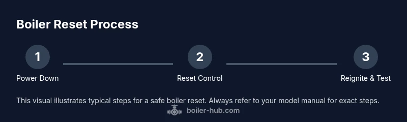 Process diagram showing boiler reset steps to restore hot water