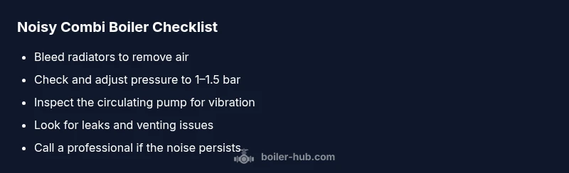 Checklist infographic for noisy combi boiler troubleshooting