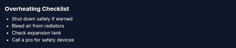 Checklist for boiler overheating prevention