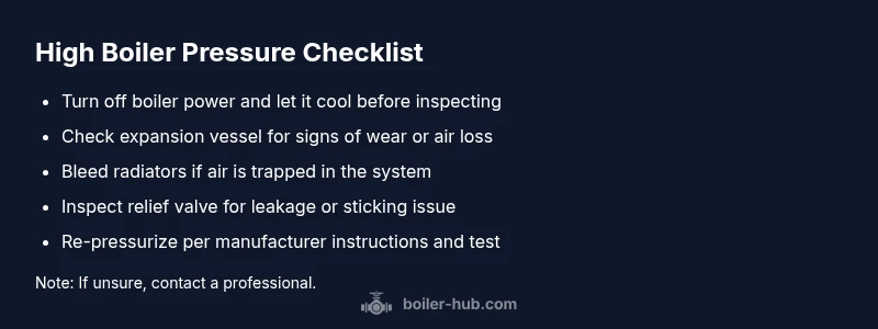 Checklist infographic showing steps to diagnose high boiler pressure
