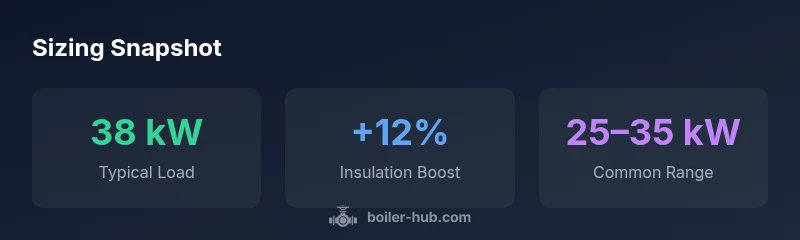 Infographic showing typical boiler sizes, insulation impact, and common range for a 4-bedroom home.