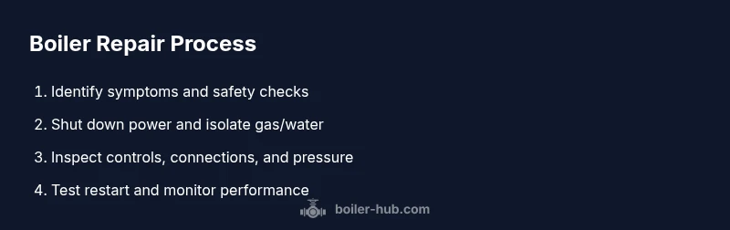 Process infographic showing a four-step boiler repair workflow