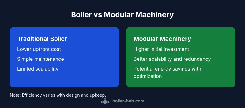 Comparison infographic: Traditional Boiler vs Modular Machinery