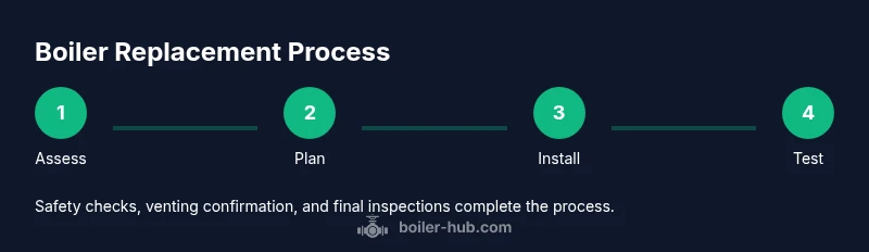 Infographic showing a four-step boiler replacement process