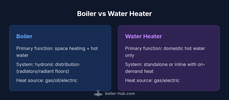Infographic comparing boiler and water heater types and features