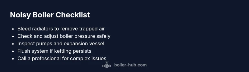 Checklist infographic for reducing boiler noise