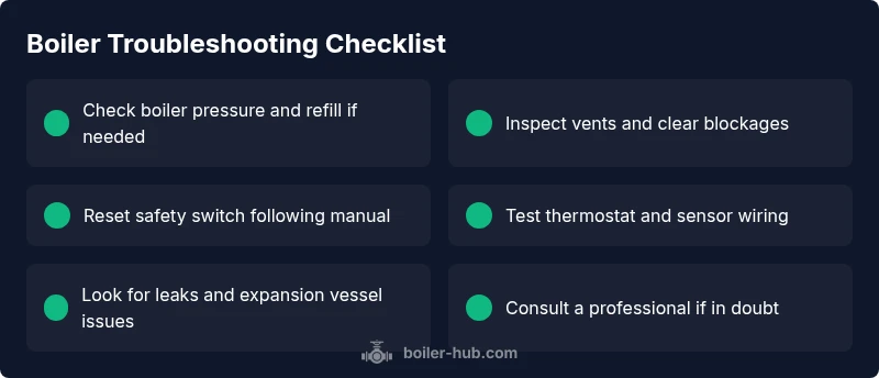 Checklist infographic for boiler troubleshooting
