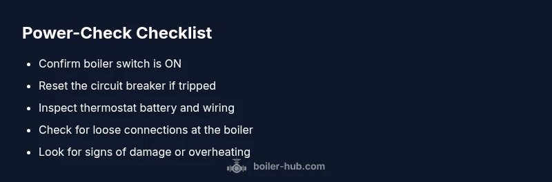 Checklist for boiler no-power troubleshooting