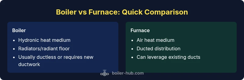 Infographic comparing boiler and furnace heating systems