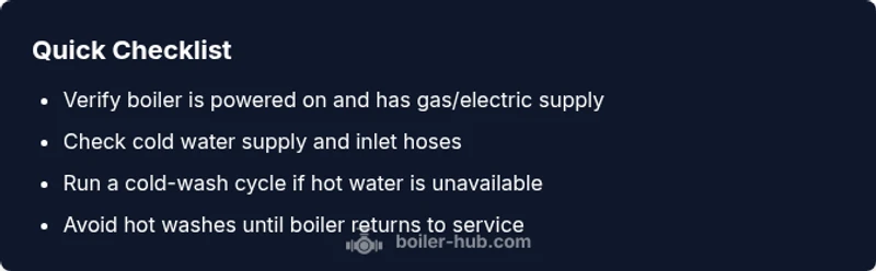 Checklist infographic for operating a washing machine when boiler is off