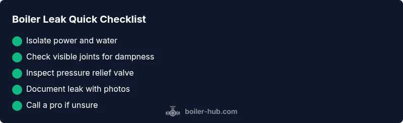 Checklist infographic for boiler leak diagnosis