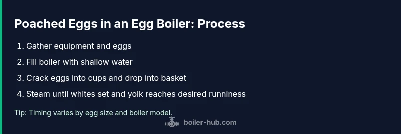 Process infographic for poaching eggs in an egg boiler
