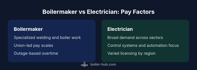 Comparison graphic showing boilermaker versus electrician pay drivers