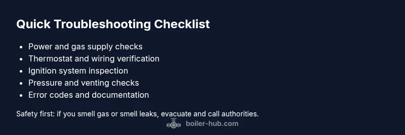 Checklist infographic for boiler ignition troubleshooting