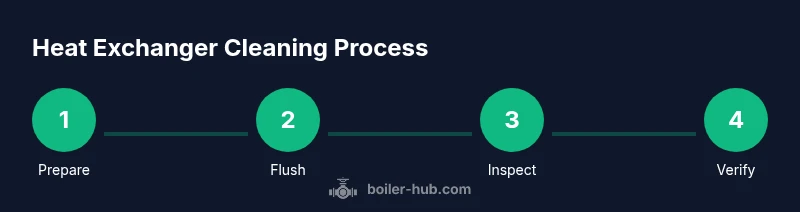 Process diagram showing four steps to clean a boiler heat exchanger