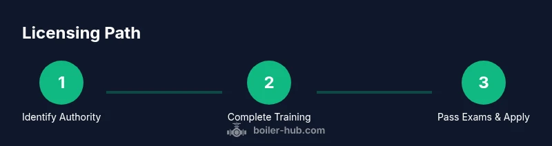 Process diagram showing licensing steps from identify to apply