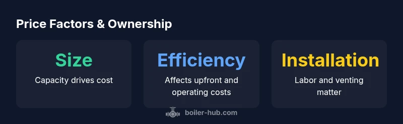Infographic showing price factors and ownership costs for Crown boilers