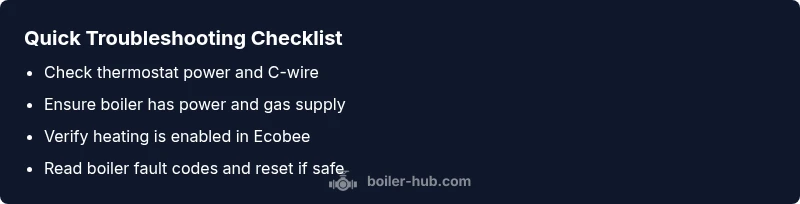 Checklist infographic: ecobee boiler troubleshooting steps