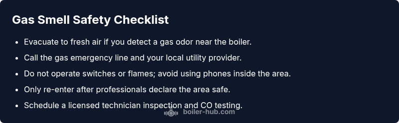 Infographic checklist: steps for safely handling a gas smell near a boiler