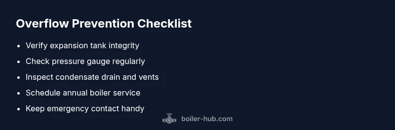 Checklist infographic for boiler overflow prevention