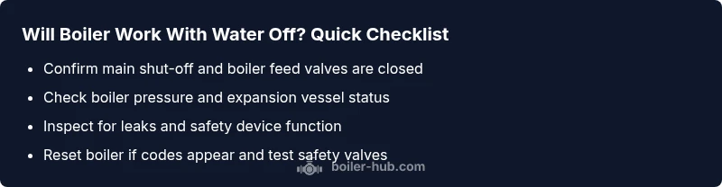 Checklist for troubleshooting boiler when water is off