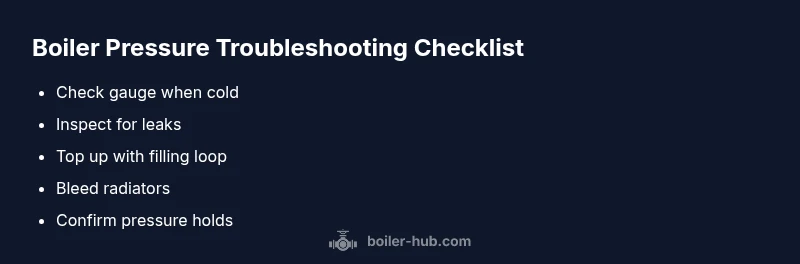 Checklist for boiler pressure troubleshooting