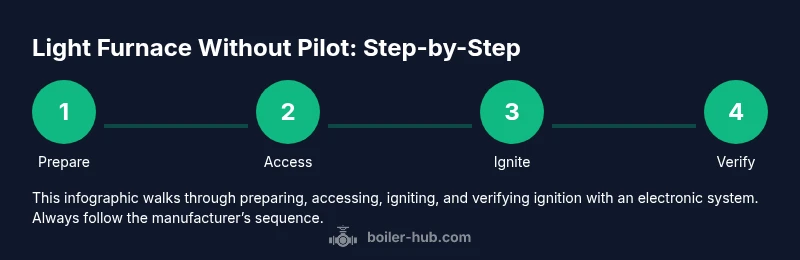 Infographic showing a 4-step process to light a furnace without a pilot