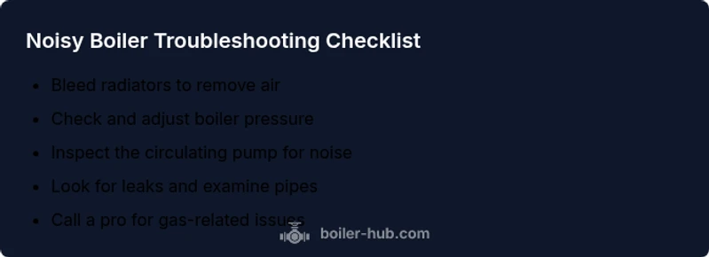 Checklist for troubleshooting noisy boiler