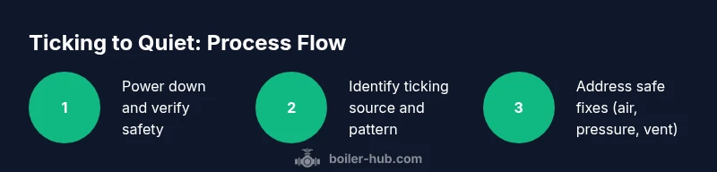 Infographic showing steps to diagnose and stop boiler ticking