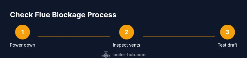 Process flow showing steps to check boiler flue blockage