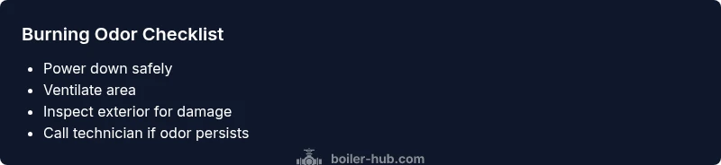 Checklist for diagnosing burning odor from a boiler